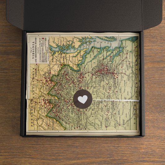 Virginia Civil War Battles Map ontkoppeling Tissuepapier