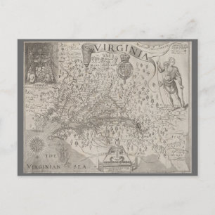Virginia Colony Antiek Map door Capt. John Smith Briefkaart