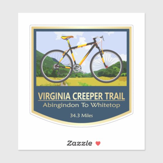 Virginia Creeper Trail (bike2) Sticker (Vel)