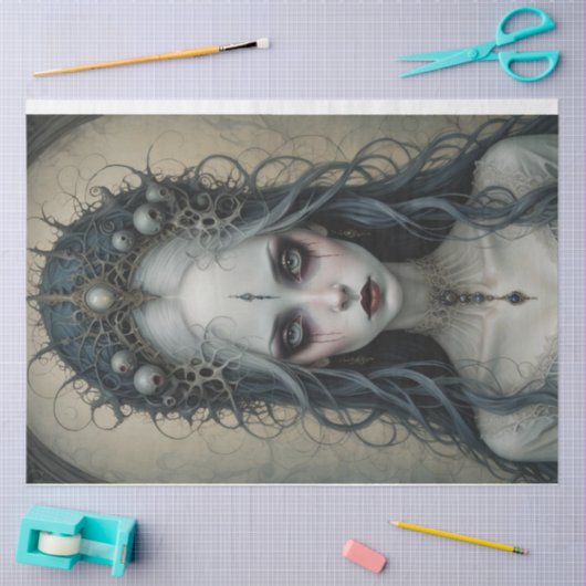 Virginia Creepy Vrouw Schedel Decoupage Papier (Craft)