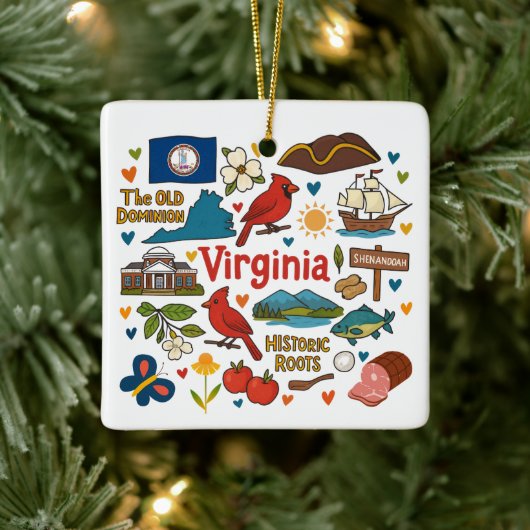 Virginia Custom Family Trip Christmas Keramisch Ornament (Boom)