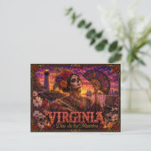 Virginia Día de los Muertos Retro Briefkaart (Staand voorkant)
