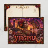 Virginia Día de los Muertos Retro Briefkaart (Voorkant / Achterkant)