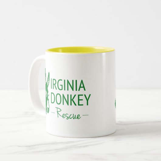 Virginia Donkey Rescue Tweekleurige Koffiemok (Voorkant links)
