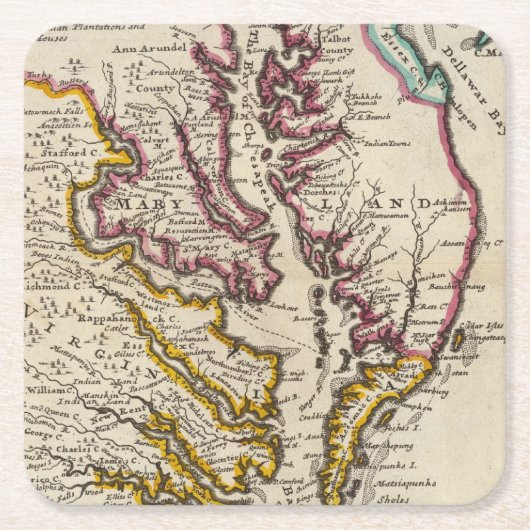 Virginia en Maryland Kartonnen Onderzetters (Voorkant)