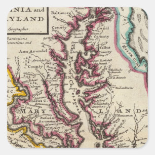 Virginia en Maryland Vierkante Sticker