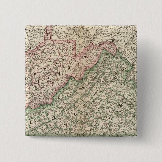 Virginia en West Virginia 2 Vierkante Button 5,1 Cm (Voorkant)