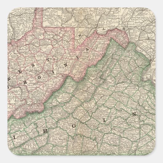 Virginia en West Virginia 2 Vierkante Sticker (Voorkant)