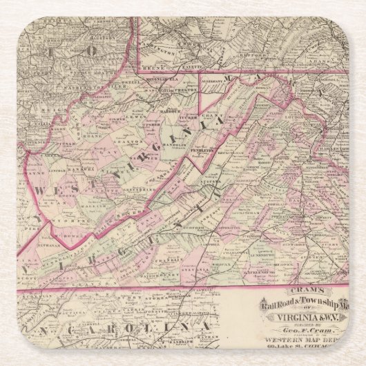 Virginia en West Virginia Kartonnen Onderzetters (Voorkant)