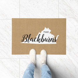 Virginia Family Monogram State Doormat Deurmat