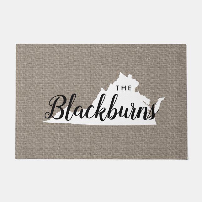 Virginia Family Monogram State Doormat Deurmat (Voorkant)