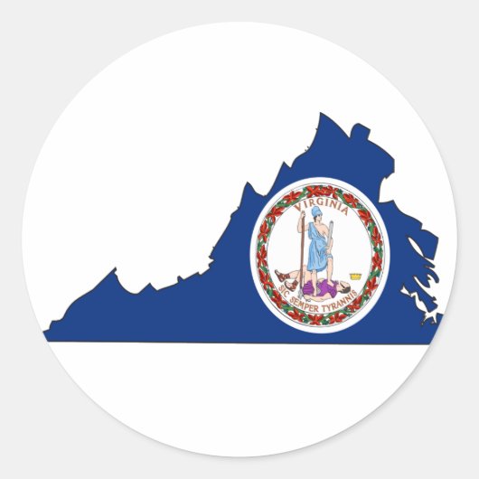 Virginia Flag Map Ronde Sticker (Voorkant)