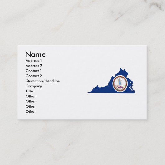 Virginia Flag Map Visitekaartje (Voorkant)