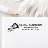 Virginia Flag met State Flower Dogwood Etiket (Insitu)