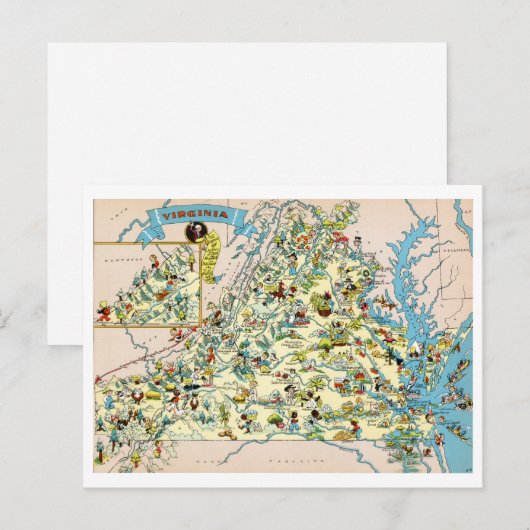 Virginia Funny Map Briefkaart (Voorkant / Achterkant)