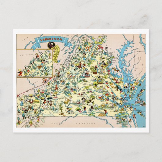 Virginia Funny Map Briefkaart (Voorkant)