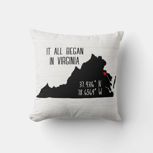 Virginia GPS-coördinaten met Hart Kussen (Voorkant)