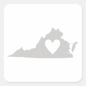 Virginia Gray Shape Heart Virginians Love Gray Vierkante Sticker (Voorkant)