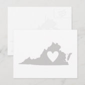 Virginia Gray State Map Shape met Heart Cutout Briefkaart (Voorkant / Achterkant)