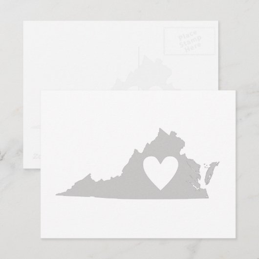 Virginia Gray State Map Shape met Heart Cutout Briefkaart (Voorkant / Achterkant)