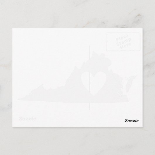 Virginia Gray State Map Shape met Heart Cutout Briefkaart (Achterkant)