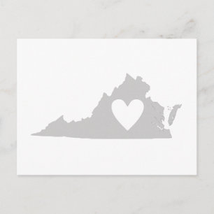 Virginia Gray State Map Shape met Heart Cutout Briefkaart