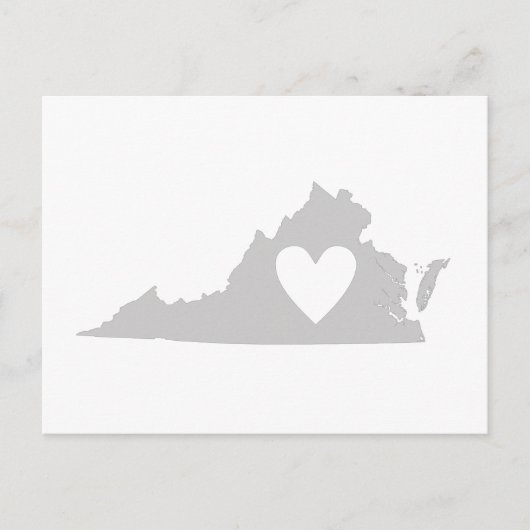 Virginia Gray State Map Shape met Heart Cutout Briefkaart (Voorkant)