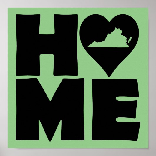 Virginia Home Heart State Poster Sign (Voorkant)