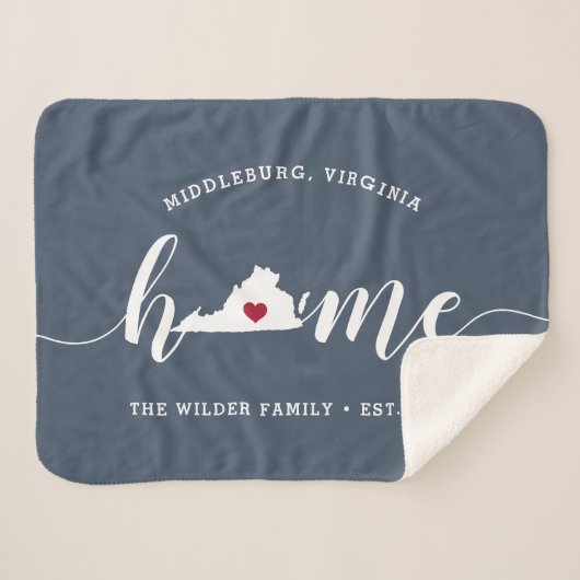 Virginia Home State Personalized Sherpa Deken (Voorkant (horizontaal))