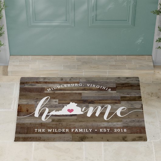 Virginia Home State Personalized Wood Kijk uit Deurmat