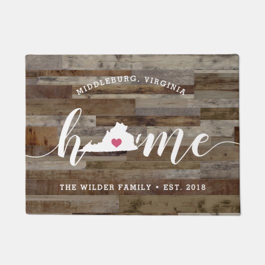 Virginia Home State Personalized Wood Kijk uit Deurmat (Voorkant)