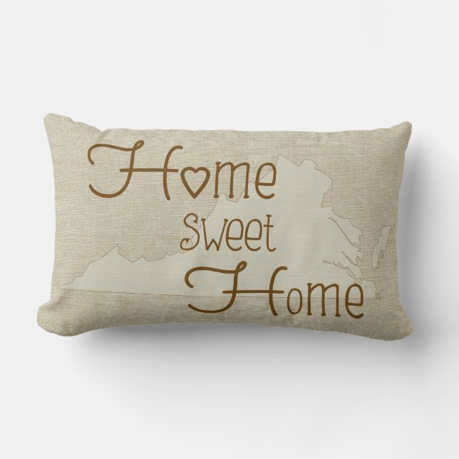 Virginia-Home Sweet Home Burlap-look aangepaste na Kussen (Voorkant)