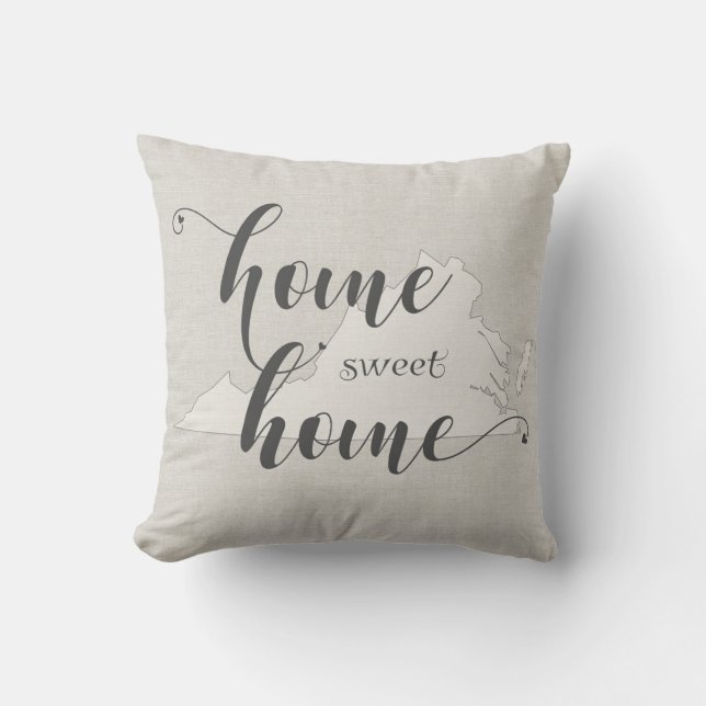 Virginia - Home Sweet Home burlap-look Kussen (Voorkant)