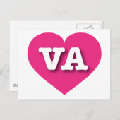 Virginia Hot Pink Heart - Ik hou van VA Briefkaart (Voorkant / Achterkant)