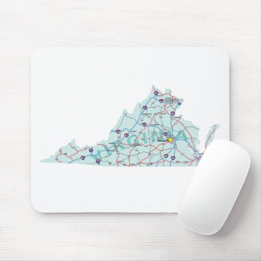 Virginia Interstate Kaart Mousepad Muismat (Met muis)