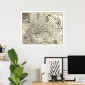 Virginia John Smith Map 1624 Poster (Thuiskantoor)