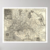 Virginia John Smith Map 1624 Poster (Voorkant)