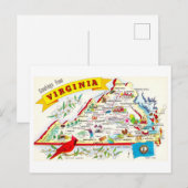 Virginia Kaart Reizen Briefkaart (Voorkant / Achterkant)