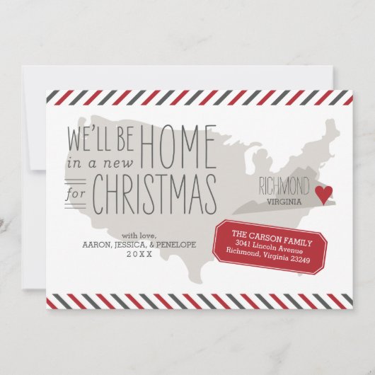 Virginia kerst-moving Announcement Holiday Feestdagenkaart (Voorkant)