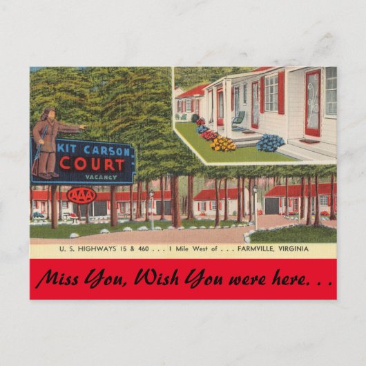 Virginia, Kit Carson Court, Farmville Briefkaart (Voorkant)