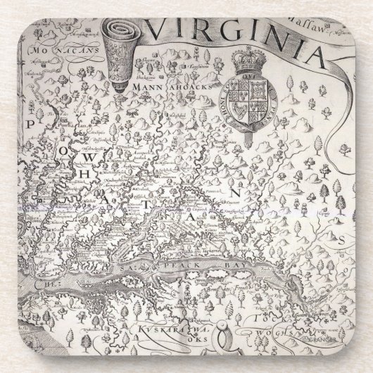 Virginia Map, 1612 Bier Onderzetter (Voorkant)