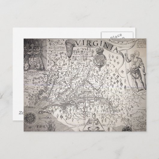 Virginia Map, 1612 Briefkaart (Voorkant / Achterkant)