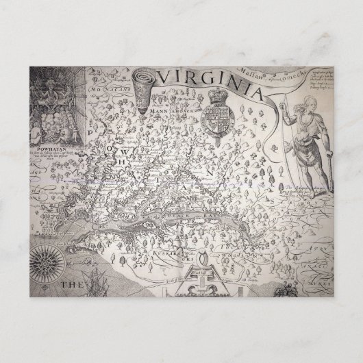 Virginia Map, 1612 Briefkaart (Voorkant)