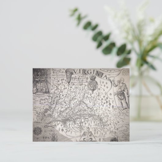 Virginia Map, 1612 Briefkaart (Staand voorkant)