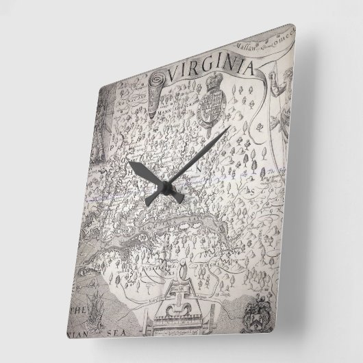 Virginia Map, 1612 Vierkante Klok (Hoek)