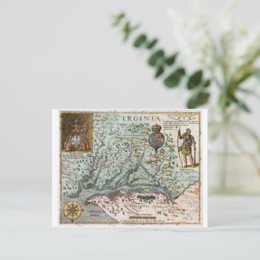 Virginia Map 1627 Briefkaart (Staand voorkant)