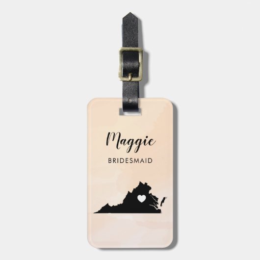 Virginia Map Bagagelabel, Wedding Party Welcome Bagagelabel (Voorkant verticaal)