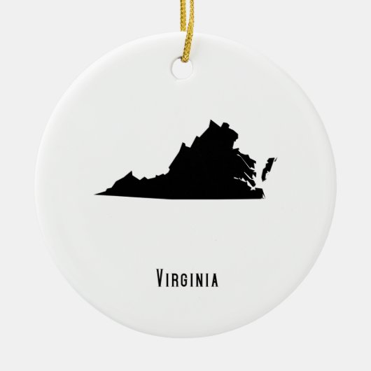 Virginia Map - Black and White Modern Virginia Map Keramisch Ornament (Voorkant)