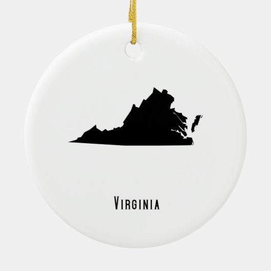 Virginia Map - Black and White Modern Virginia Map Keramisch Ornament (Achterkant)