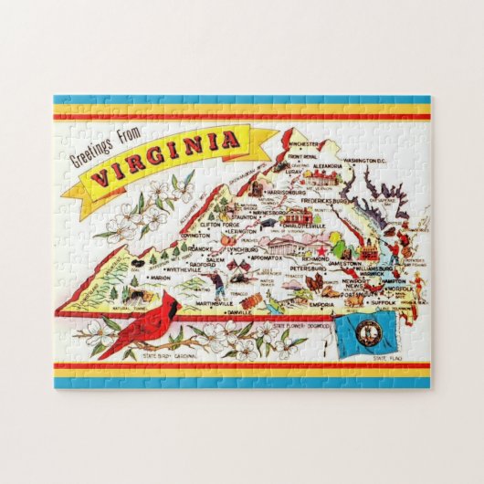  Virginia Map Briefkaart Legpuzzel (Horizontaal)